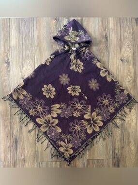 Gypsy Rose Wool Boho Whimiscal Hippie Hooded Poncho